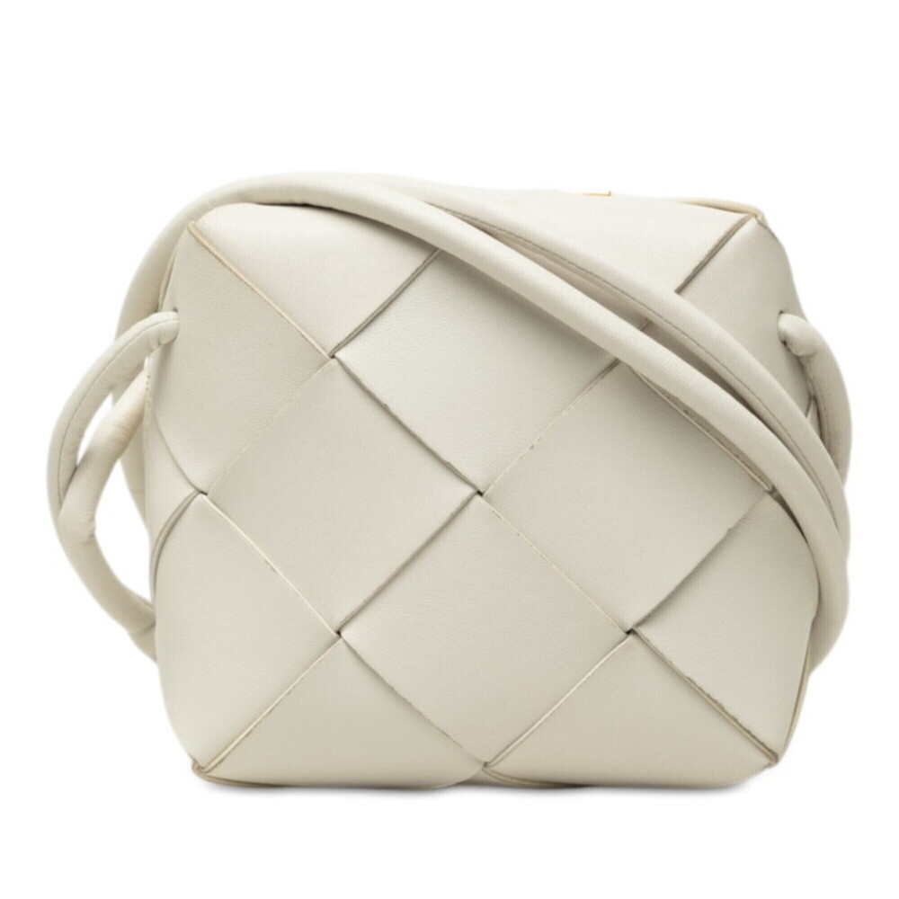 BOTTEGA VENETA White Leather Intrecciato Shoulder Bag